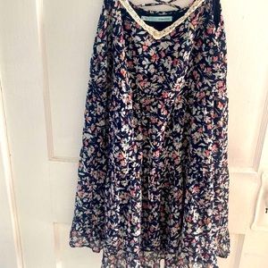 Blue Floral Spaghetti Strap Flared Bottom Maurices Small Dress